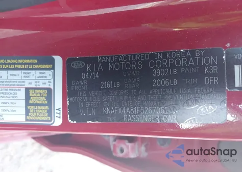 2015 Kia Forte Ex из США, поврежденный, VIN KNAFX4A81F5267061